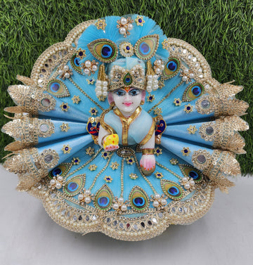Designer Skyblue Laddu Gopal Dress for Kanha Ji | Fancy Heavy Poshak for Bal Gopal | Perfect for Janmashtami | Sizes 0-6 Available