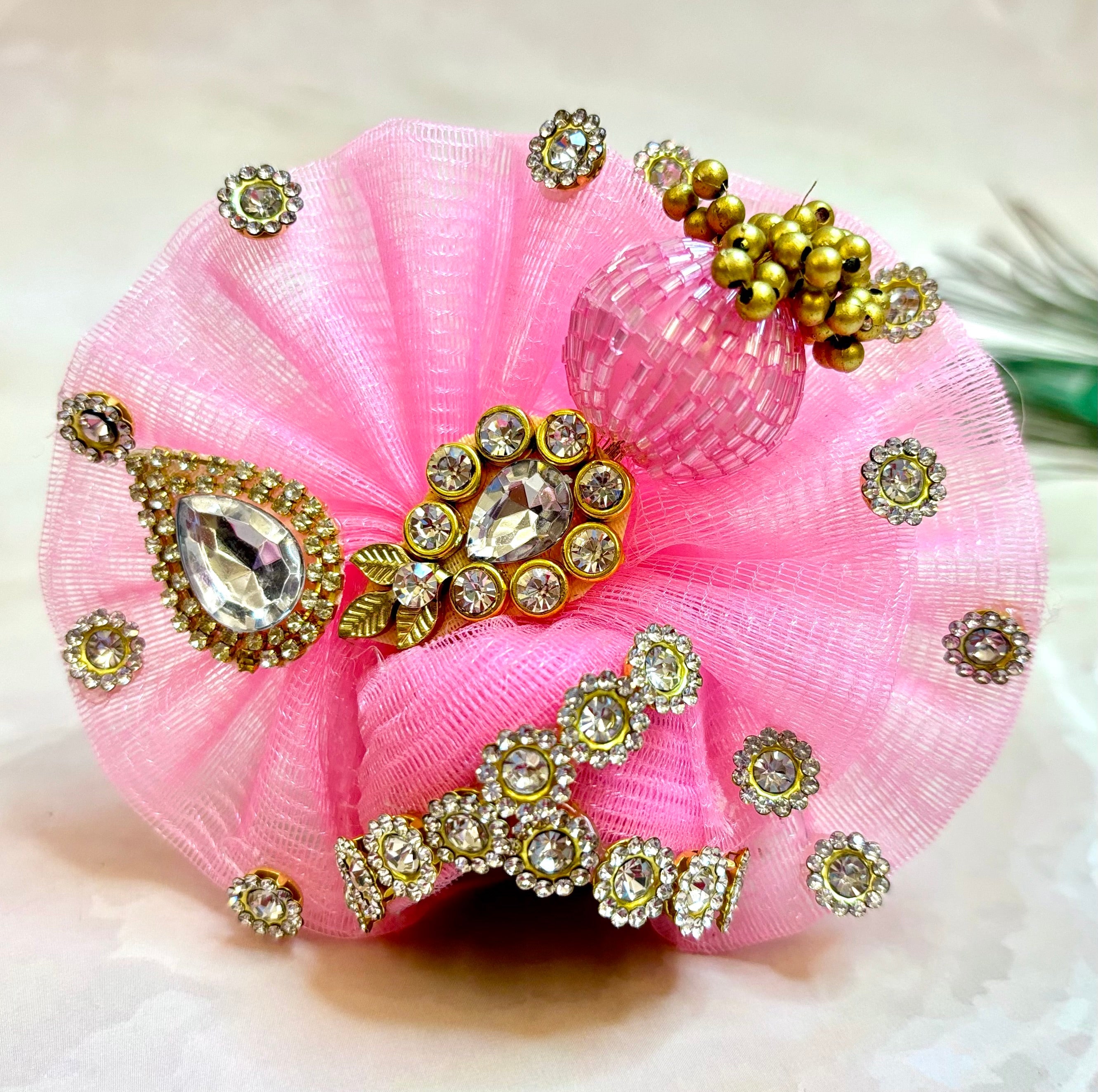 Handmade Light Pink Laddu Gopal Dress Set - 4 Piece Designer Poshak for Kanha Ji, Bal Gopal & Krishna Ji - Perfect for Janmashtami Festival