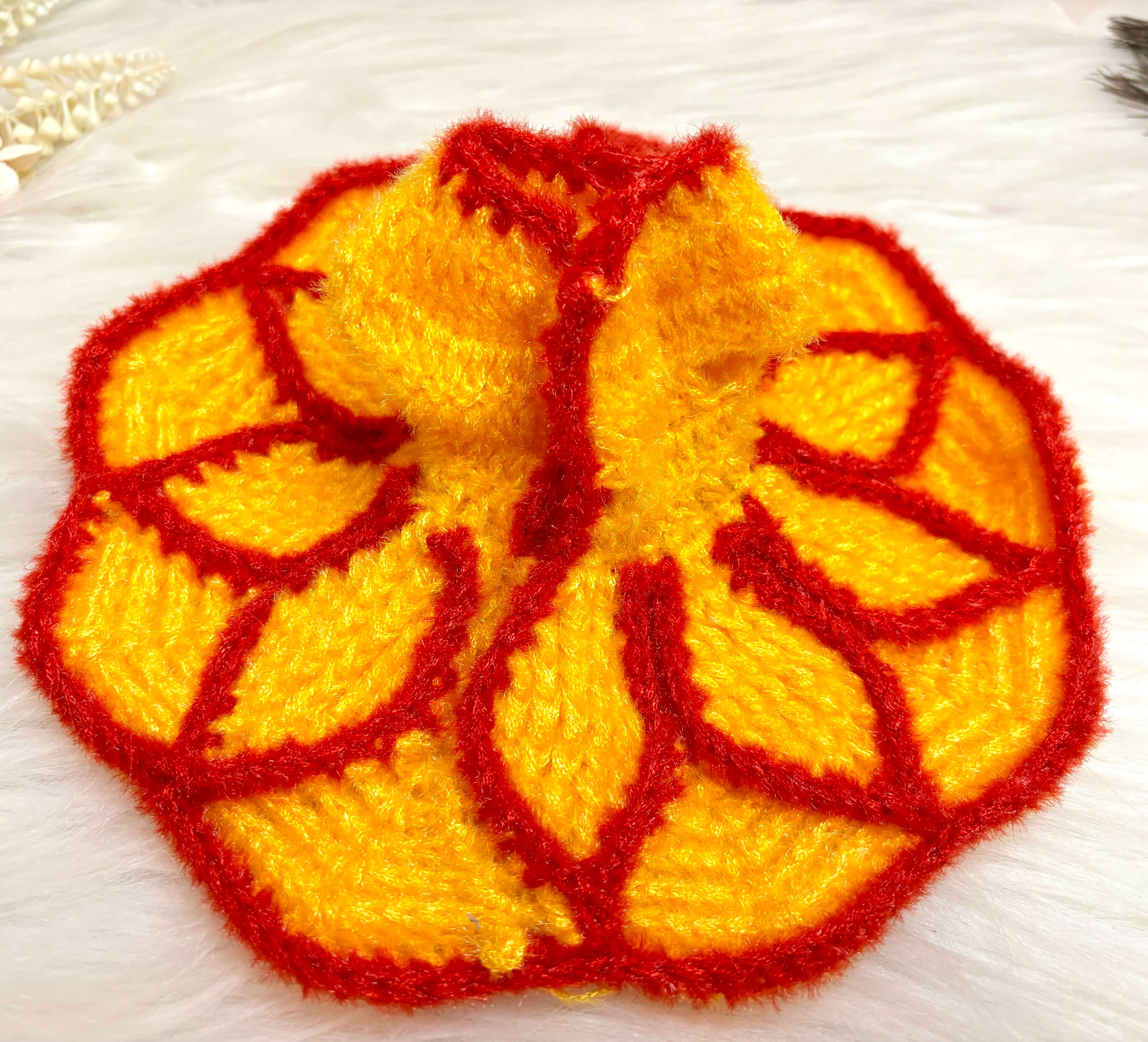 Handmade Yellow & Red Designer Laddu Gopal Dress | Fancy Kanha Ji Poshak for Janmashtami | Bal Gopal & Krishna Ji Dress