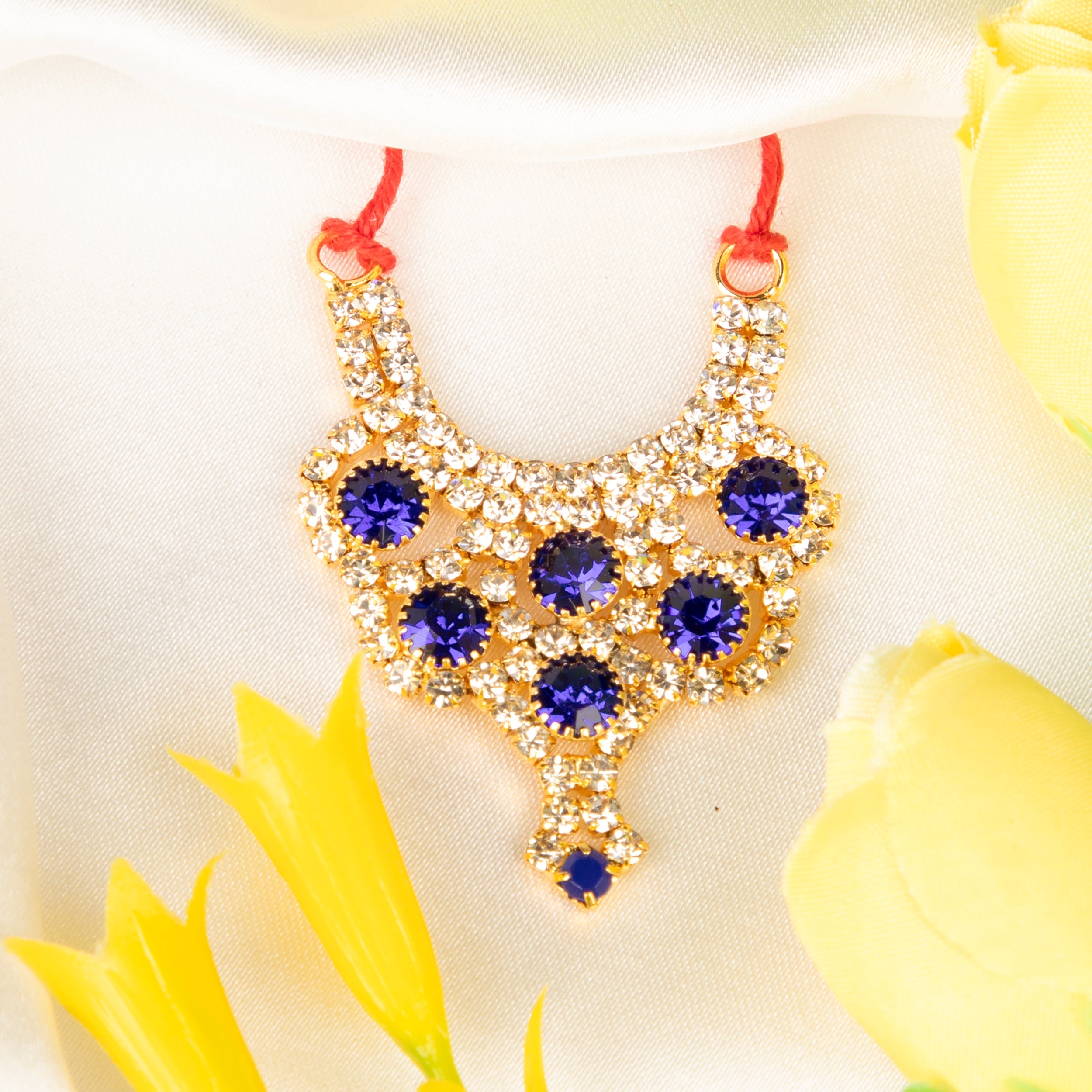 Handmade Blue Heavy Stone Jerken Necklace for Laddu Gopal Ji - Perfect for Janmashtami, Bal Gopal Dress, and Krishna Ji Poshak