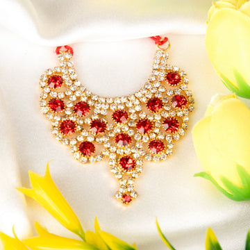 Red Heavy Stone Jerken Necklace / Haar for laddu gopal ji (4 no -6 no )