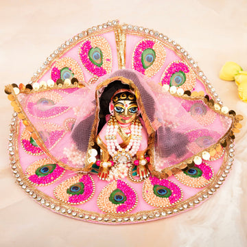 Handmade Pink Radha Rani Dress - Designer Laddu Gopal Poshak for Janmashtami, Fancy Kanha Ji Dress, Bal Gopal & Krishna Ji Outfit