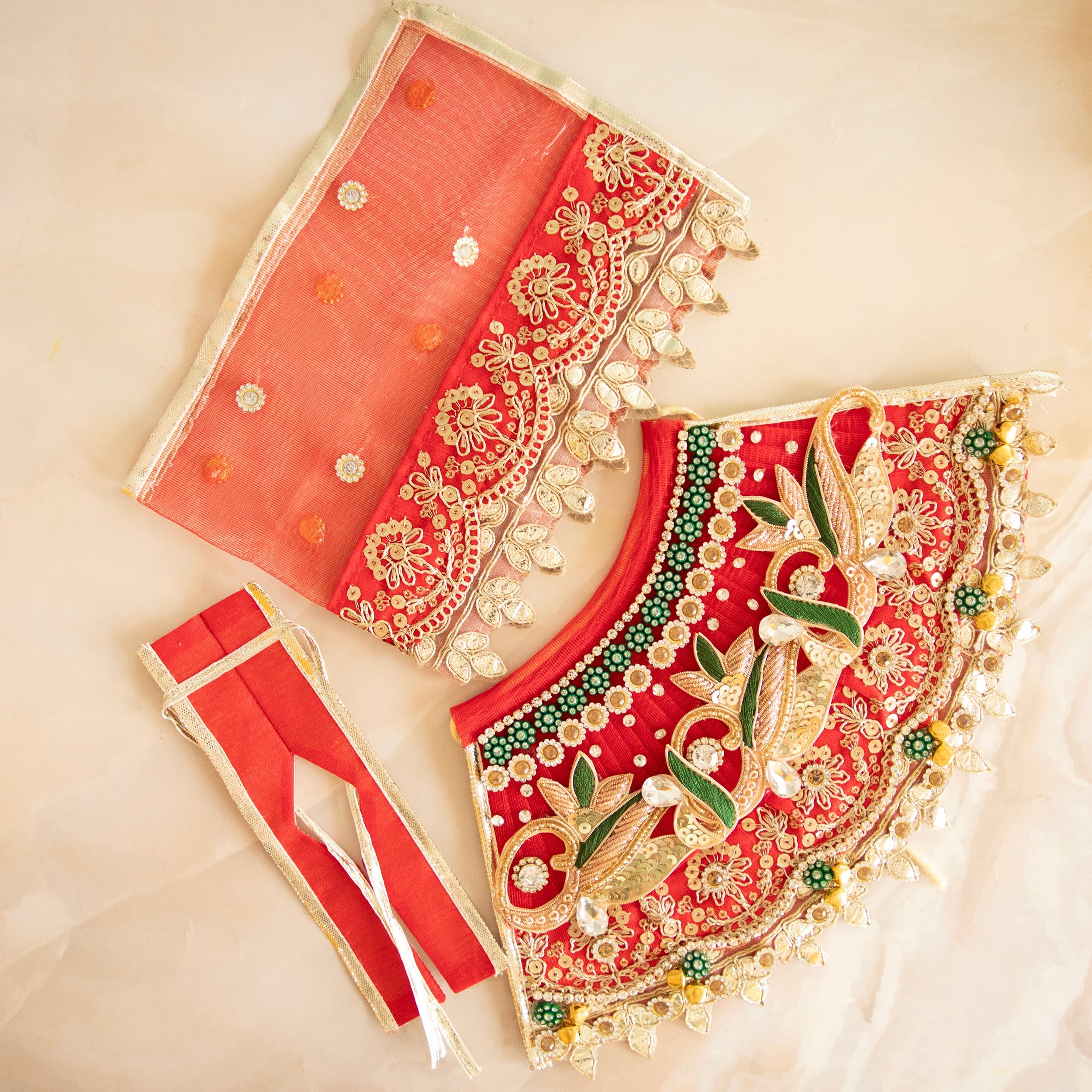 RK Set: Handmade 6-Piece Designer Dress for Laddu Gopal, Kanha Ji, and Bal Gopal - Fancy Poshak for Janmashtami Festival