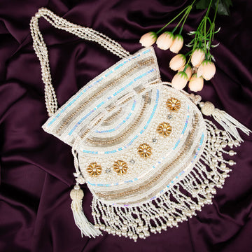 Handmade Pearl Aura Potli - Designer Laddu Gopal Dress & Kanha Ji Poshak for Janmashtami | Fancy Bal Gopal & Krishna Ji Dress