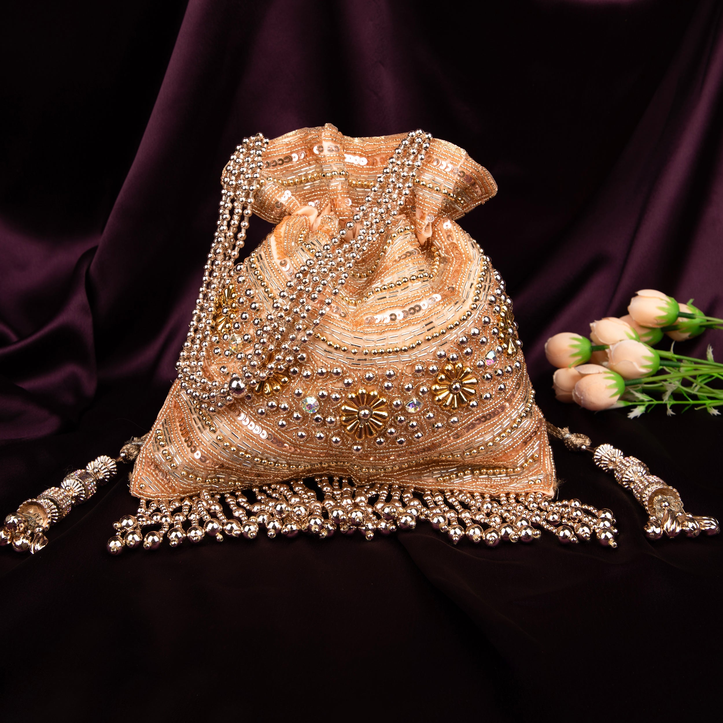 Handmade Blush Royale Potli - Designer Laddu Gopal Dress & Kanha Ji Poshak for Janmashtami | Fancy Bal Gopal & Krishna Ji Dress