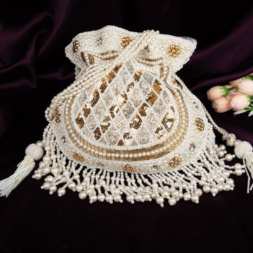 Handmade Ivory Royale Potli - Designer Laddu Gopal Dress, Kanha Ji Poshak, Bal Gopal Dress for Janmashtami Festival
