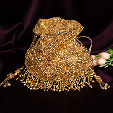 Handmade Golden Mirage Potli - Designer Laddu Gopal Dress & Kanha Ji Poshak for Janmashtami | Fancy Bal Gopal & Krishna Ji Dress