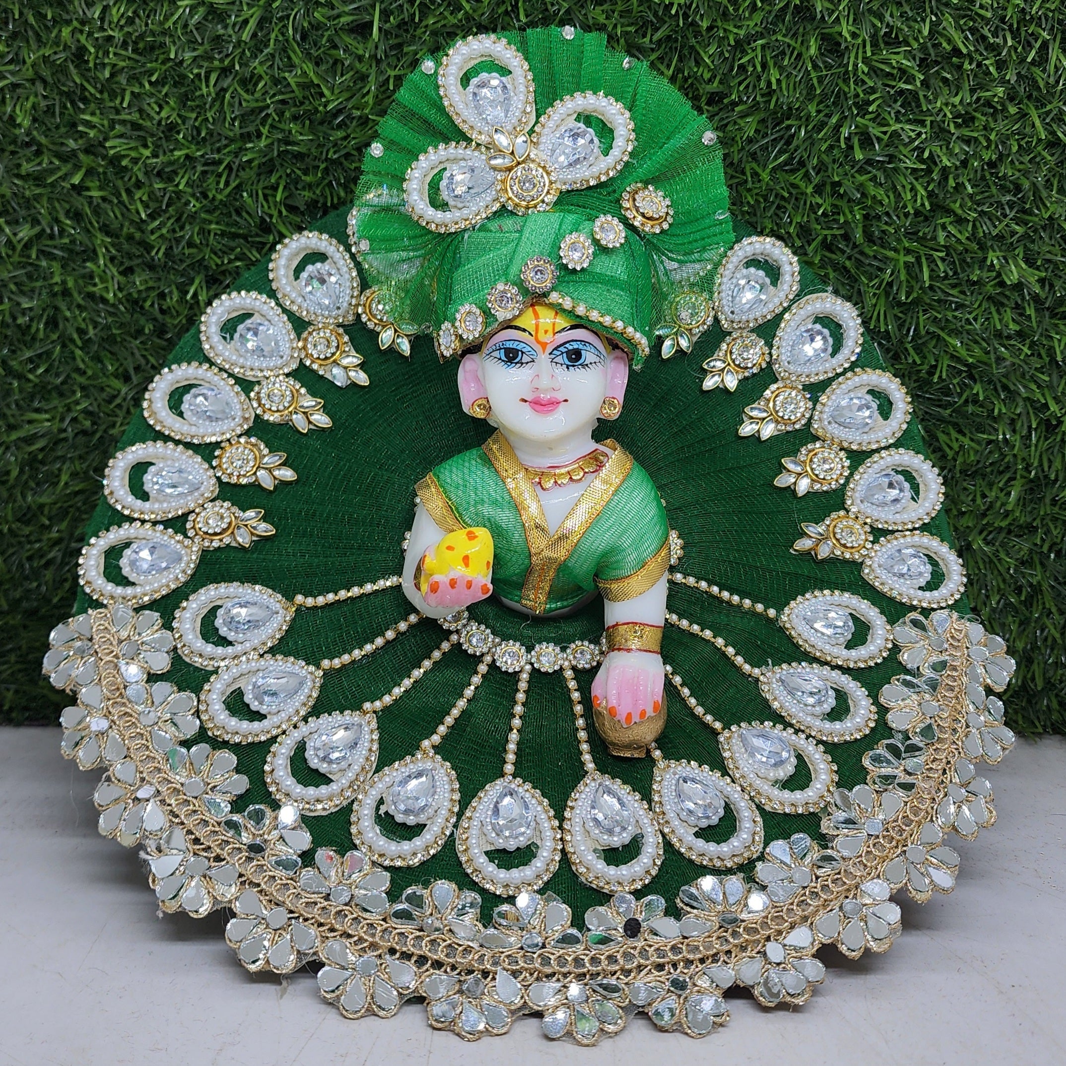 Designer Dark Green Laddu Gopal Dress | Fancy Kanha Ji Poshak for Janmashtami | Comfortable & Unique Bal Gopal Dress (Size 0-6)