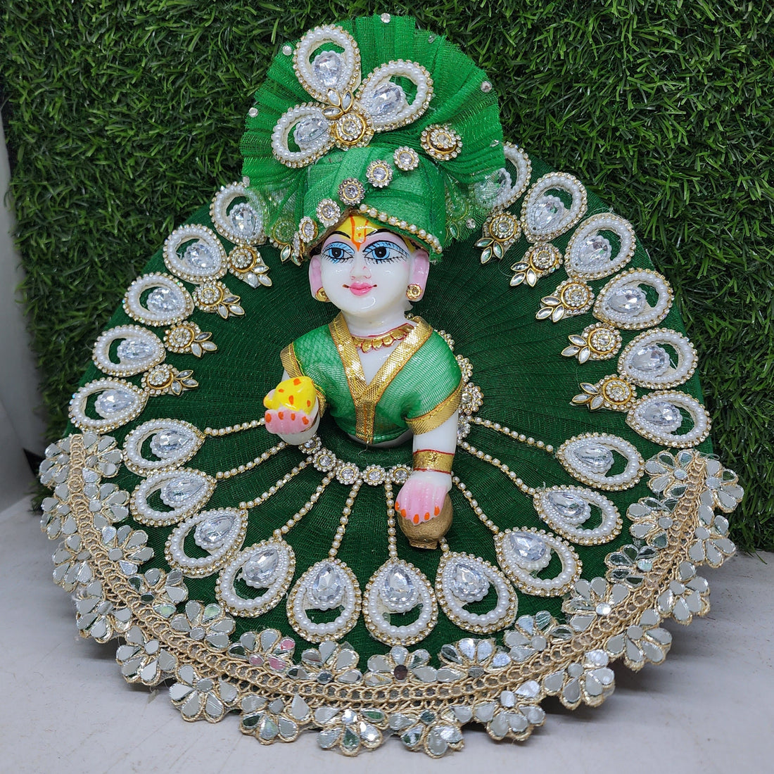 Designer Dark Green Laddu Gopal Dress | Fancy Kanha Ji Poshak for Janmashtami | Comfortable & Unique Bal Gopal Dress (Size 0-6)