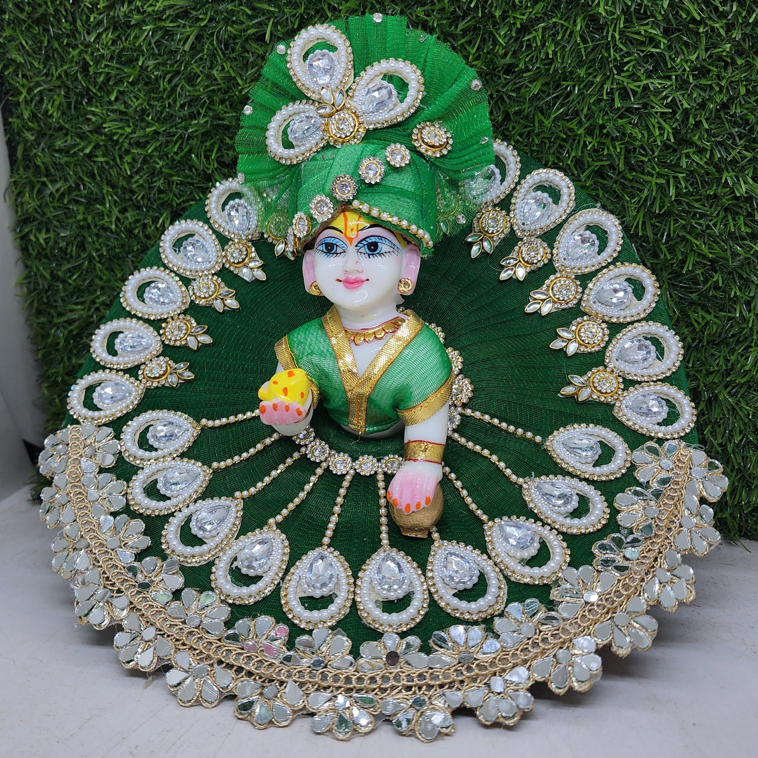 Designer Dark Green Laddu Gopal Dress | Fancy Kanha Ji Poshak for Janmashtami | Comfortable & Unique Bal Gopal Dress (Size 0-6)