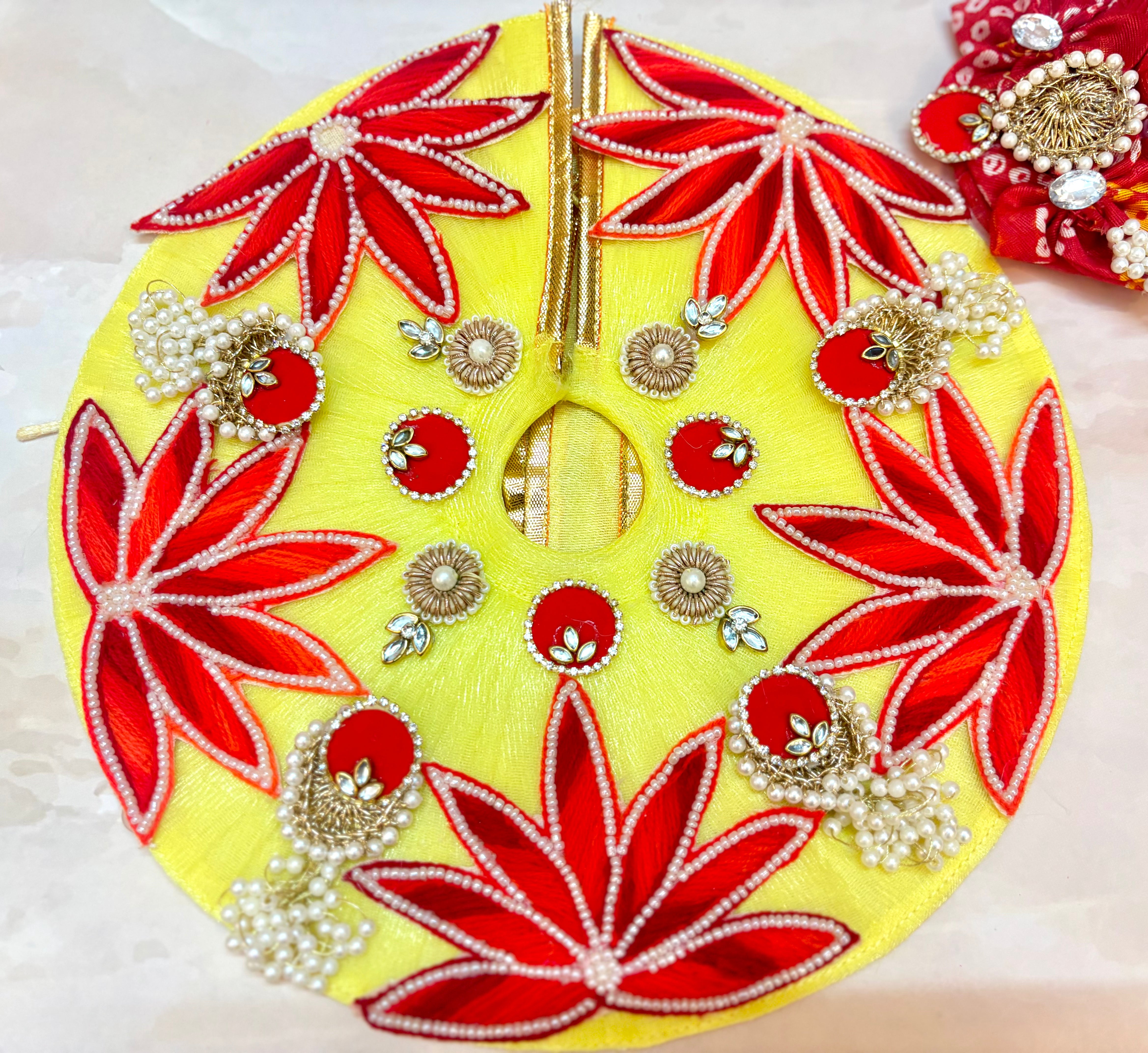 Handmade Red Lotus Laddu Gopal Dress - Designer Kanha Ji Poshak for Janmashtami, Fancy Bal Gopal Dress, Krishna Ji Dress