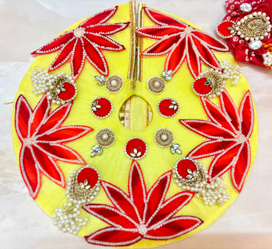 Handmade Red Lotus Laddu Gopal Dress - Designer Kanha Ji Poshak for Janmashtami, Fancy Bal Gopal Dress, Krishna Ji Dress