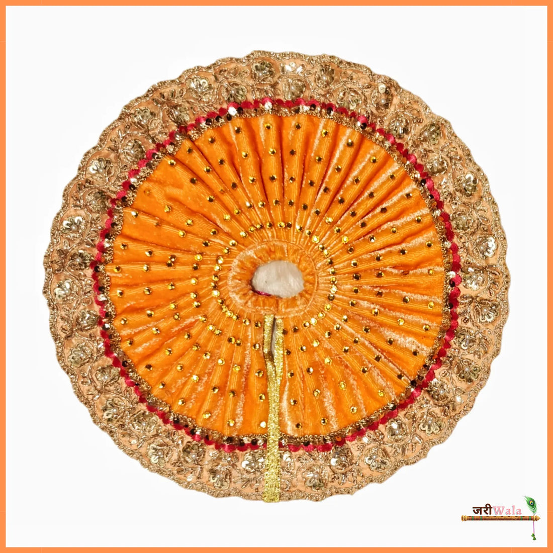 Handmade Designer Orange Laddu Gopal Dress with Cutdana Lace Work | Fancy Kanha Ji Poshak for Janmashtami & Festivals | Bal Gopal & Krishna Ji Dress