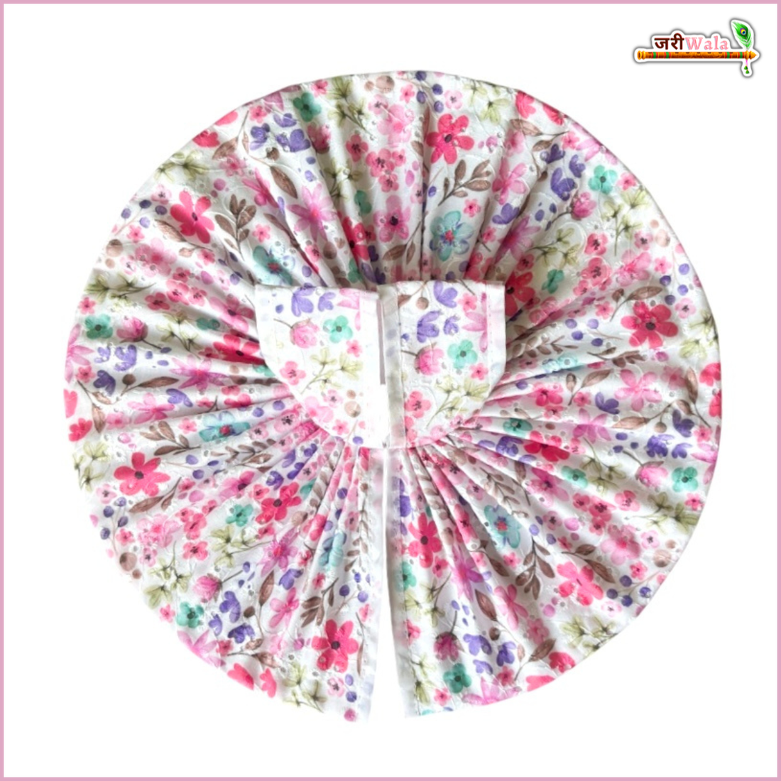 Handmade Cotton Floral Print Baby Pink Laddu Gopal Poshak - Designer Kanha Ji Dress for Janmashtami, Bal Gopal Fancy Dress, Krishna Ji Poshak
