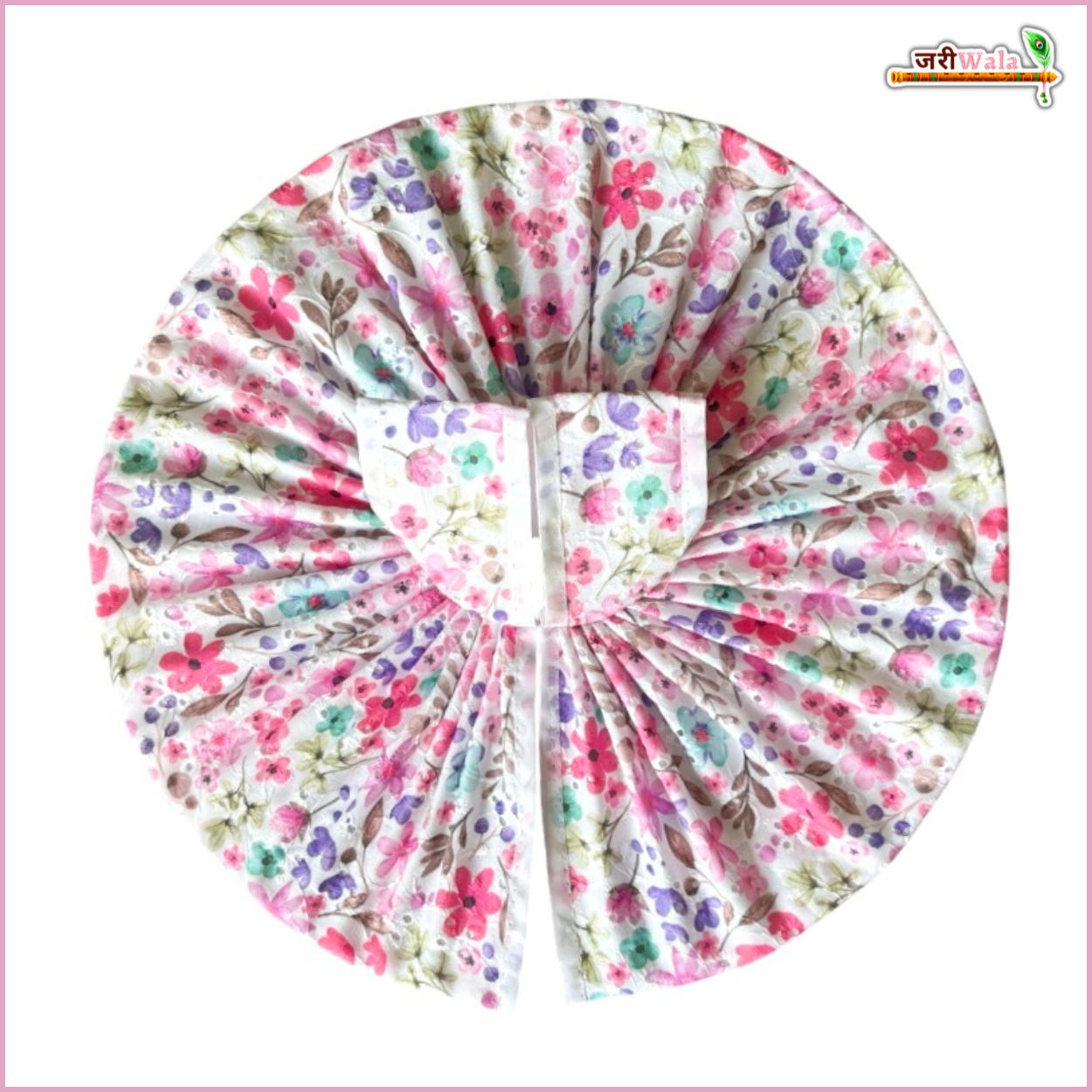 Handmade Cotton Floral Print Baby Pink Laddu Gopal Poshak - Designer Kanha Ji Dress for Janmashtami, Bal Gopal Fancy Dress, Krishna Ji Poshak