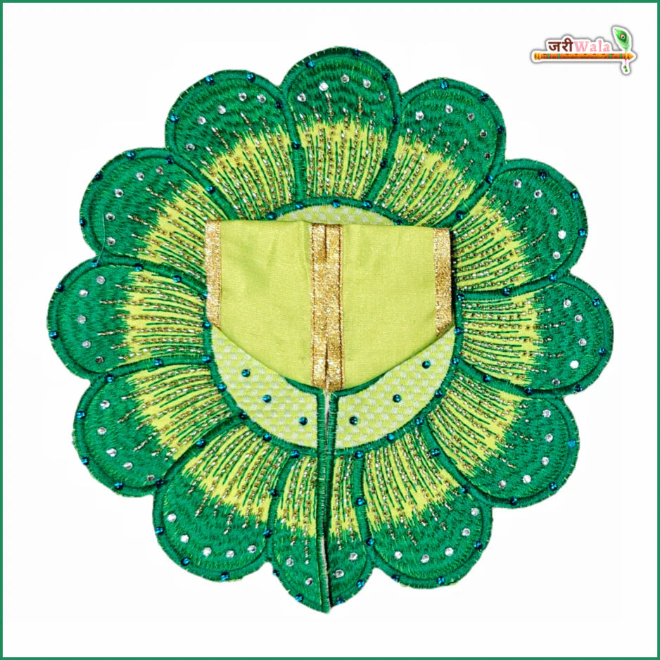 Handmade Blended Thread Cutdana Work Laddu Gopal Dress - Light & Dark Green Kanha Ji Poshak | Designer Bal Gopal Dress for Janmashtami Festival