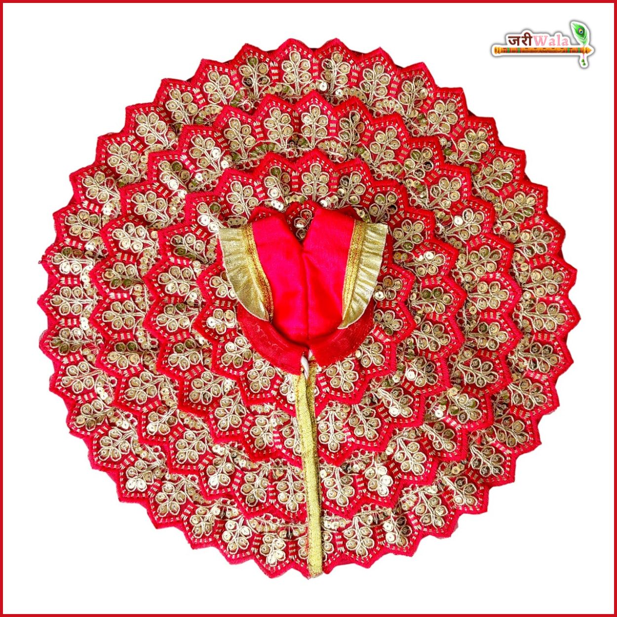 Handmade Red Laddu Gopal Dress with Sitara Work, Pagdi & Patka - Designer Kanha Ji Poshak for Janmashtami & Festivals