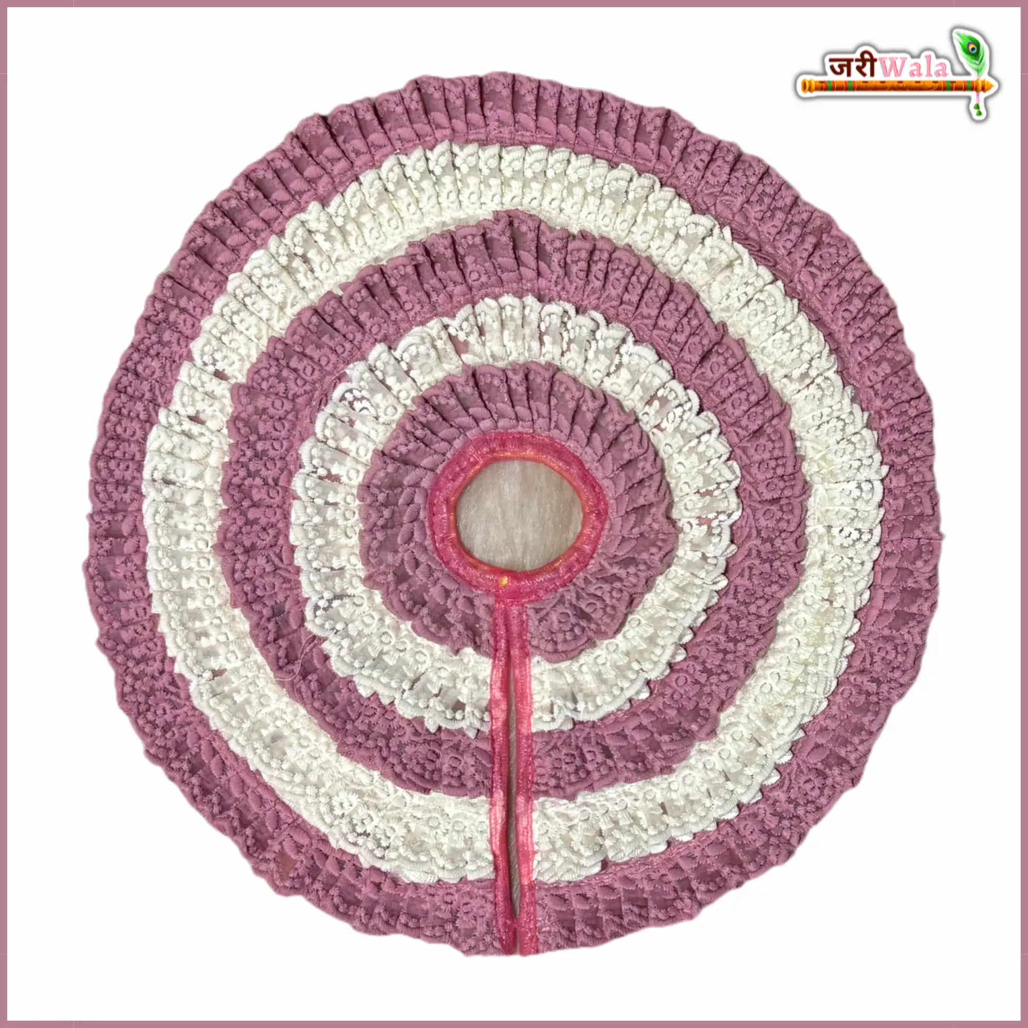 Handmade Designer Blended Frill Thread Work Poshak for Laddu Gopal & Kanha Ji - Elegant Pyazi & White Dress for Janmashtami Festival