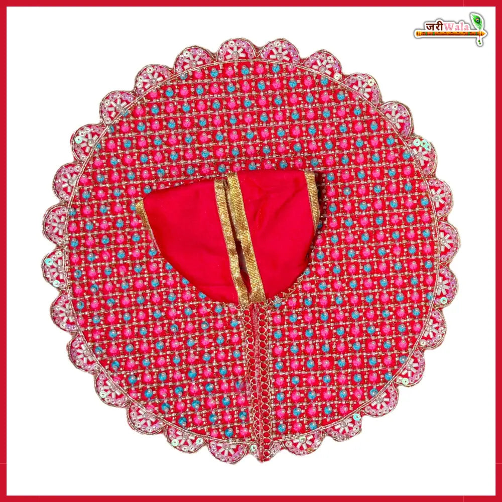 Handmade Designer Red Laddu Gopal Dress with Sitara Cutdana Work | Fancy Kanha Ji Poshak for Janmashtami & Festivals | Bal Gopal & Krishna Ji Dress
