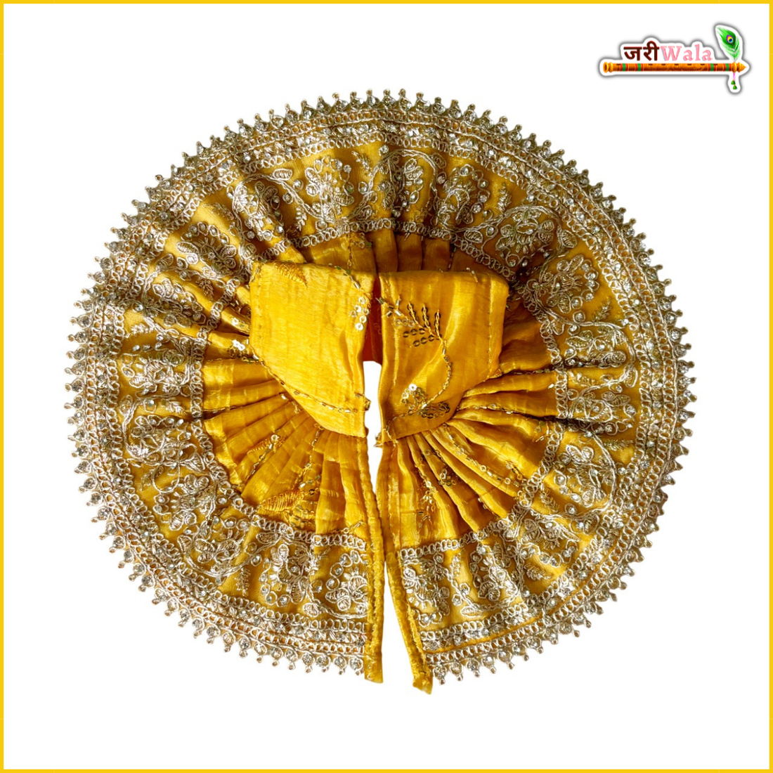 Handmade Yellow Laddu Gopal Dress with Sitara Stone Work | Designer Kanha Ji Poshak for Janmashtami | Fancy Bal Gopal Dress