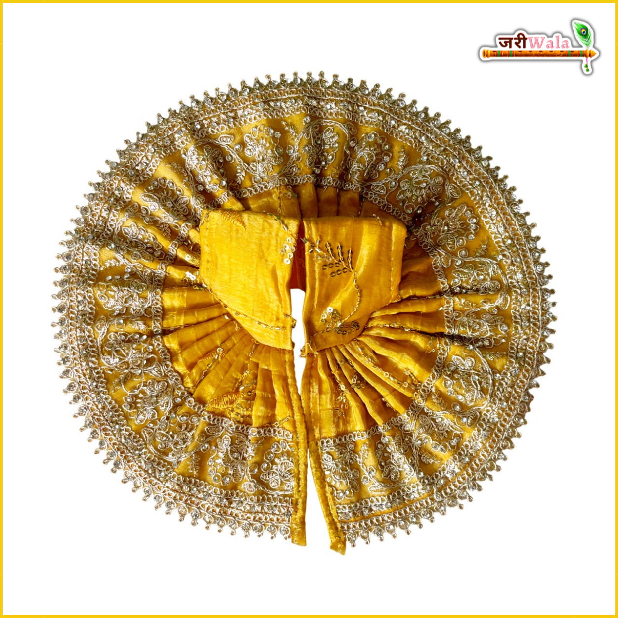 Handmade Yellow Laddu Gopal Dress with Sitara Stone Work | Designer Kanha Ji Poshak for Janmashtami | Fancy Bal Gopal Dress