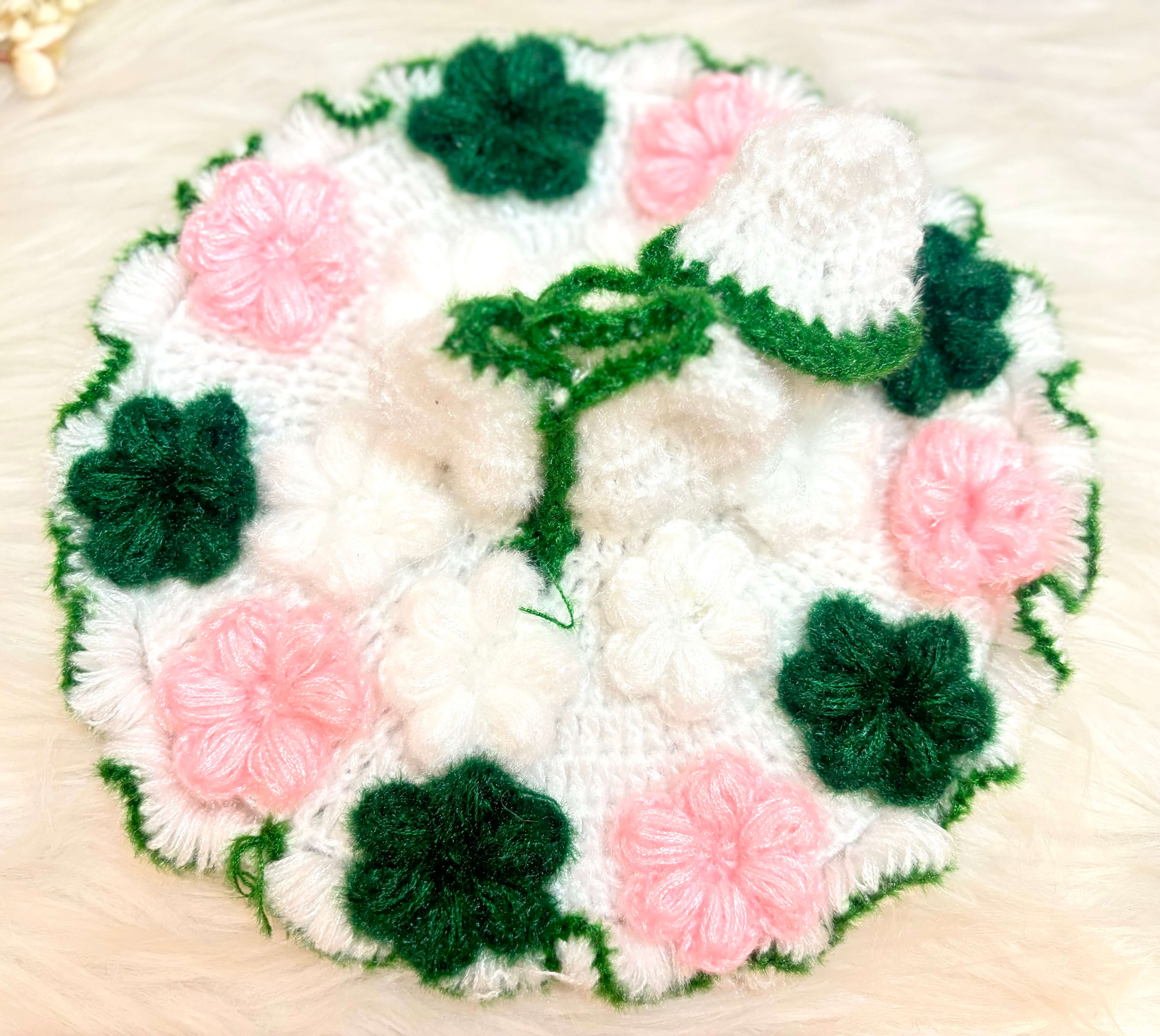 Handmade Green & Pink Flower Laddu Gopal Dress | Designer Kanha Ji Poshak for Janmashtami | Fancy Bal Gopal & Krishna Ji Dress
