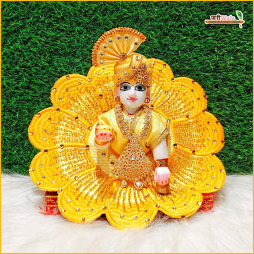 Handmade Designer Blended Thread Cutdana Work Laddu Gopal Dress in Lemon & Yellow - Fancy Kanha Ji Poshak for Janmashtami & Festivals