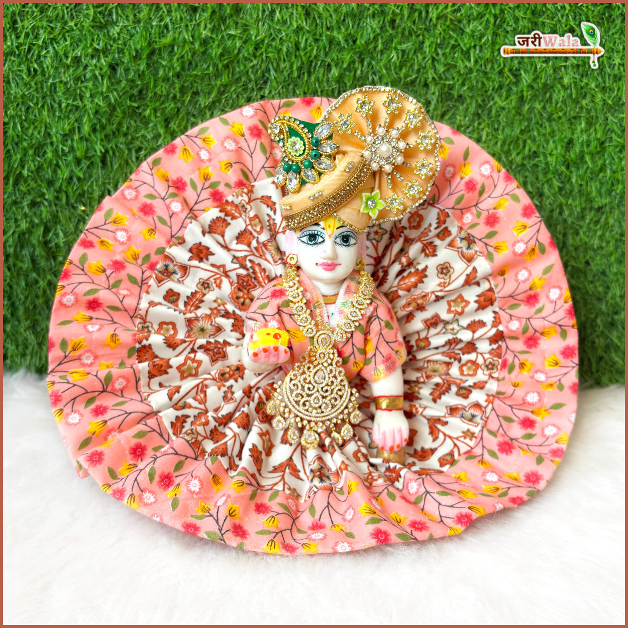 Handmade Multicolor Cotton Floral Print Laddu Gopal Poshak - Designer Kanha Ji Dress for Janmashtami, Fancy Bal Gopal Dress
