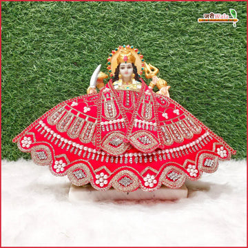 Handmade Designer Red Lehnga Patka with Shaneel Thread & Stone Moti Work - Perfect for Laddu Gopal Dress, Kanha Ji Poshak, and Janmashtami Celebrations