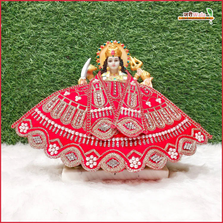 Handmade Designer Red Lehnga Patka with Shaneel Thread & Stone Moti Work - Perfect for Laddu Gopal Dress, Kanha Ji Poshak, and Janmashtami Celebrations