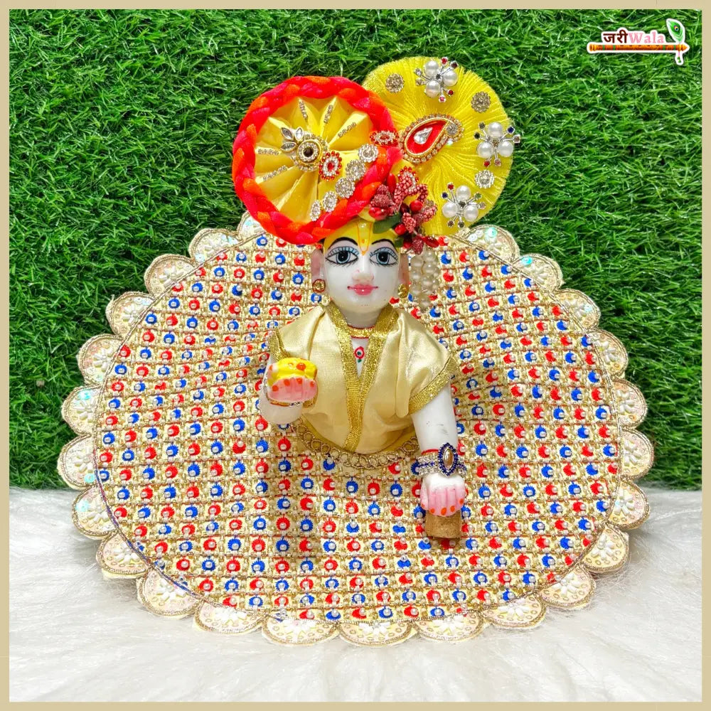 Handmade Cream Laddu Gopal Dress with Sitara Cutdana Work | Designer Kanha Ji Poshak for Janmashtami | Fancy Bal Gopal & Krishna Ji Dress