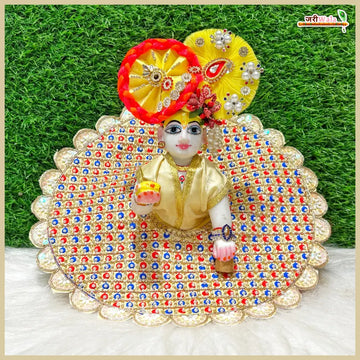 Handmade Cream Laddu Gopal Dress with Sitara Cutdana Work | Designer Kanha Ji Poshak for Janmashtami | Fancy Bal Gopal & Krishna Ji Dress