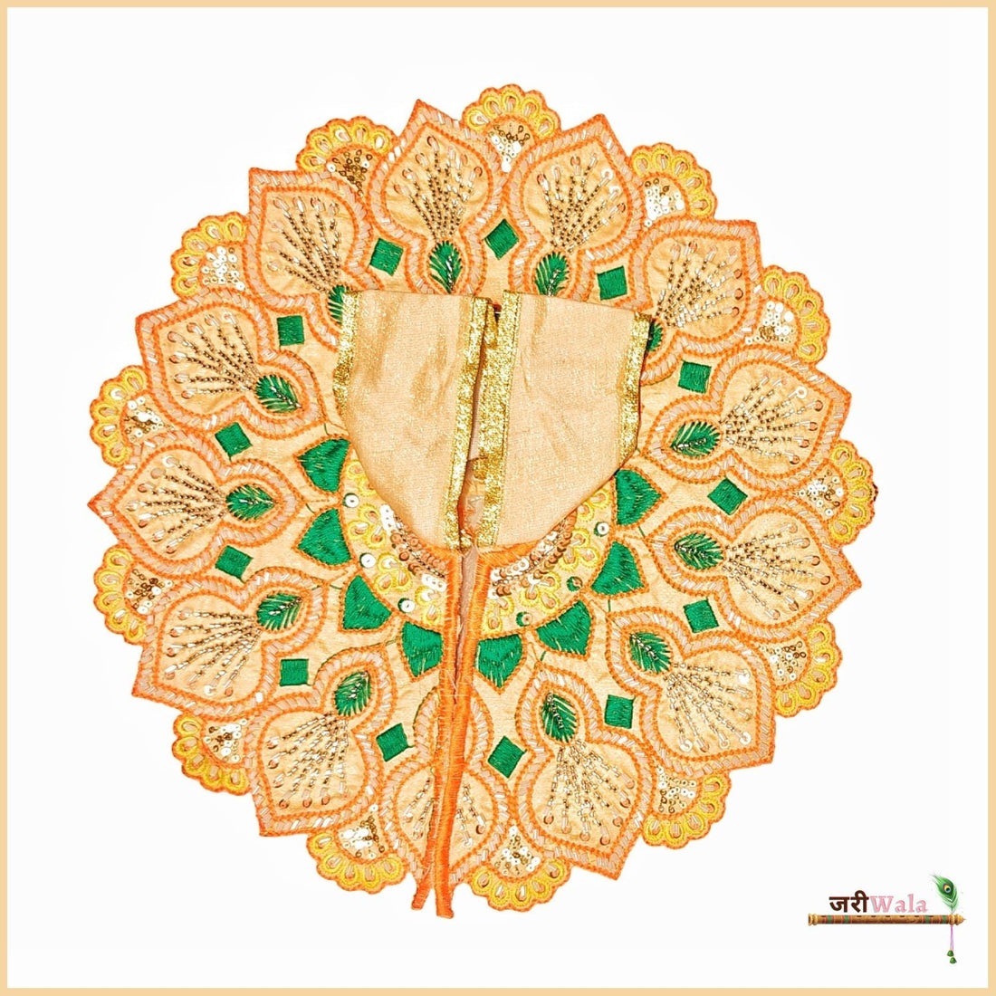 Handmade Blended Thread Cutdana Work Peach Laddu Gopal Dress | Designer Kanha Ji Poshak for Janmashtami | Fancy Bal Gopal & Krishna Ji Dress