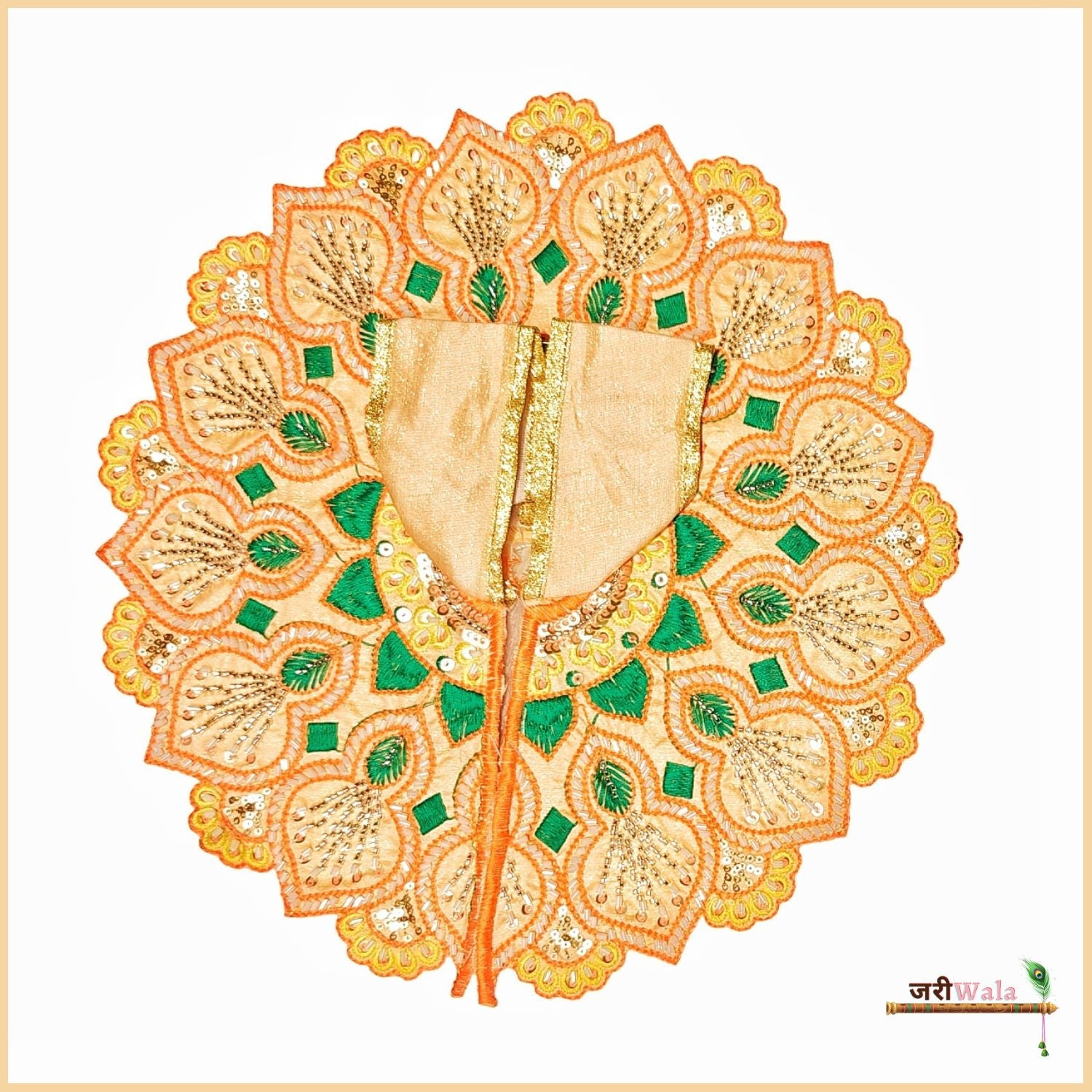 Handmade Blended Thread Cutdana Work Peach Laddu Gopal Dress | Designer Kanha Ji Poshak for Janmashtami | Fancy Bal Gopal & Krishna Ji Dress