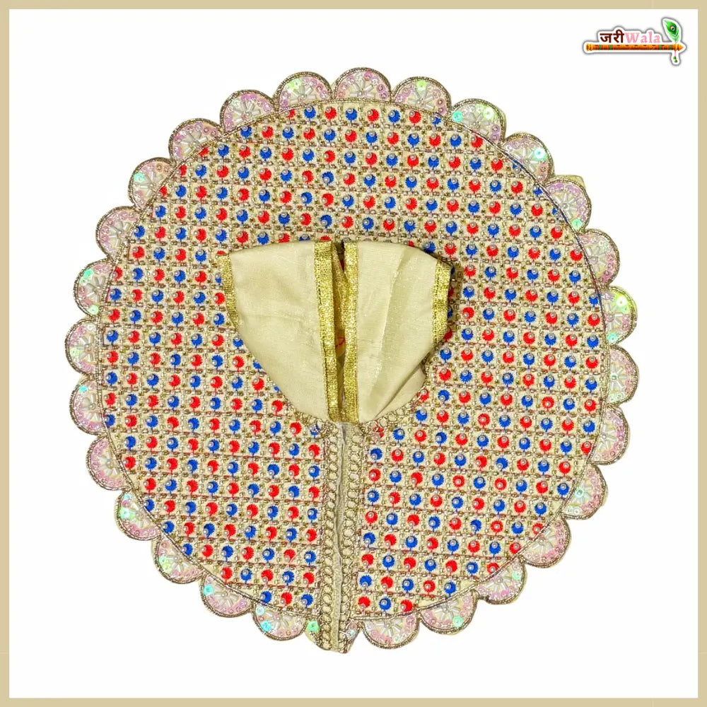 Handmade Cream Laddu Gopal Dress with Sitara Cutdana Work | Designer Kanha Ji Poshak for Janmashtami | Fancy Bal Gopal & Krishna Ji Dress