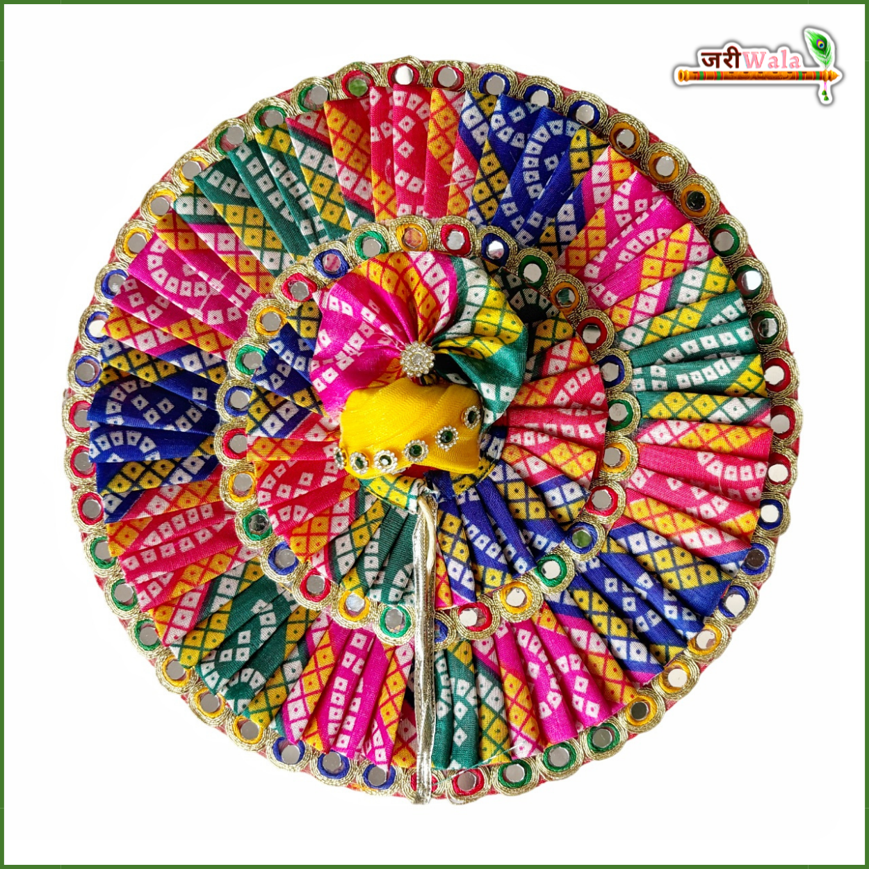 Handmade Multicolor Cotton Frill Chunri Print Laddu Gopal Dress with Pagdi - Designer Kanha Ji Poshak for Janmashtami & Festivals