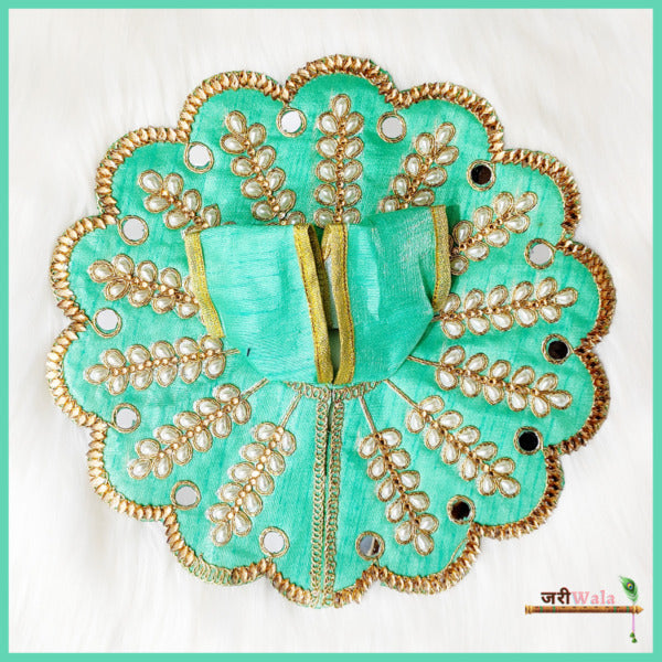 Handmade Sea Green Blended Cotton Laddu Gopal Dress with Moti Work | Designer Kanha Ji Poshak for Janmashtami | Fancy Bal Gopal Dress