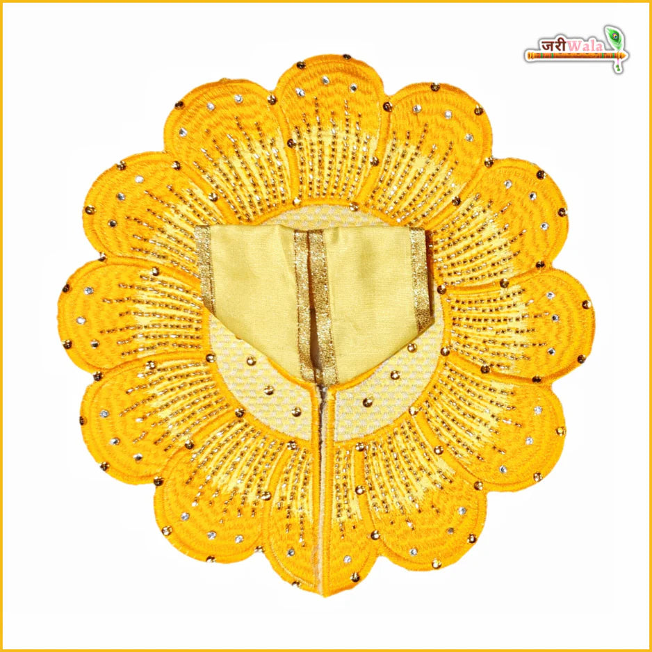 Handmade Designer Blended Thread Cutdana Work Laddu Gopal Dress in Lemon & Yellow - Fancy Kanha Ji Poshak for Janmashtami & Festivals
