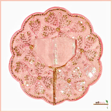 Handmade Baby Pink Designer Poshak with Sitara Stone Work for Laddu Gopal, Kanha Ji, Bal Gopal & Krishna Ji - Perfect for Janmashtami Festival