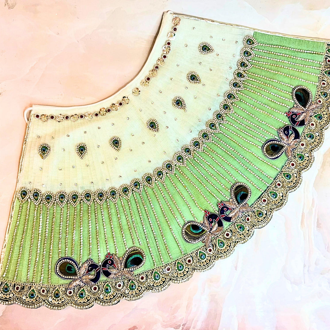 Handmade Luxe Mayurangi Durga Maa Dress - Designer Laddu Gopal Dress, Kanha Ji Poshak, Bal Gopal & Krishna Ji Dress for Janmashtami Festival