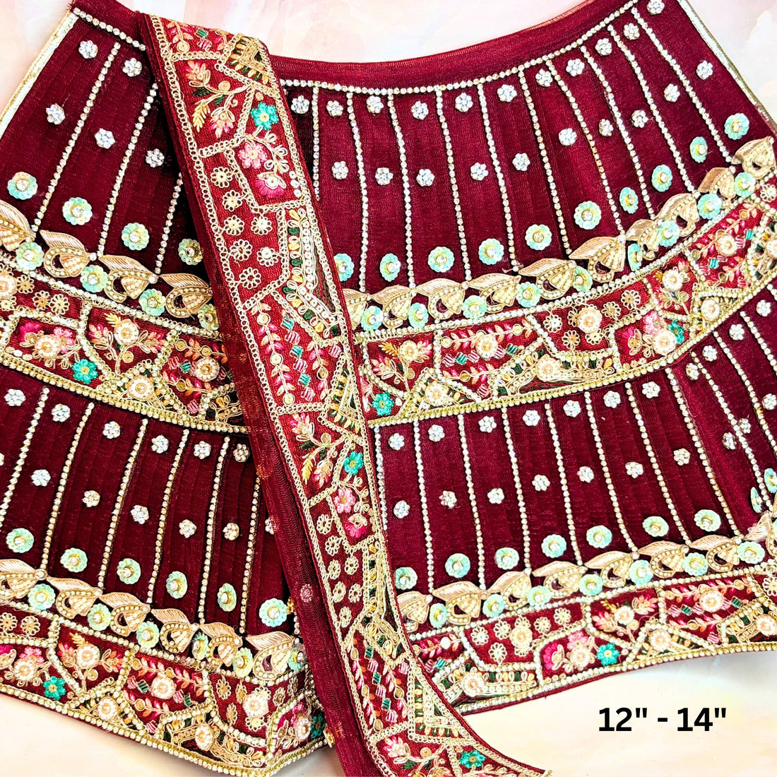 Handmade Luxe Mahagauri Durga Maa Dress - Designer Laddu Gopal Poshak, Fancy Kanha Ji Dress for Janmashtami, Bal Gopal & Krishna Ji Celebration