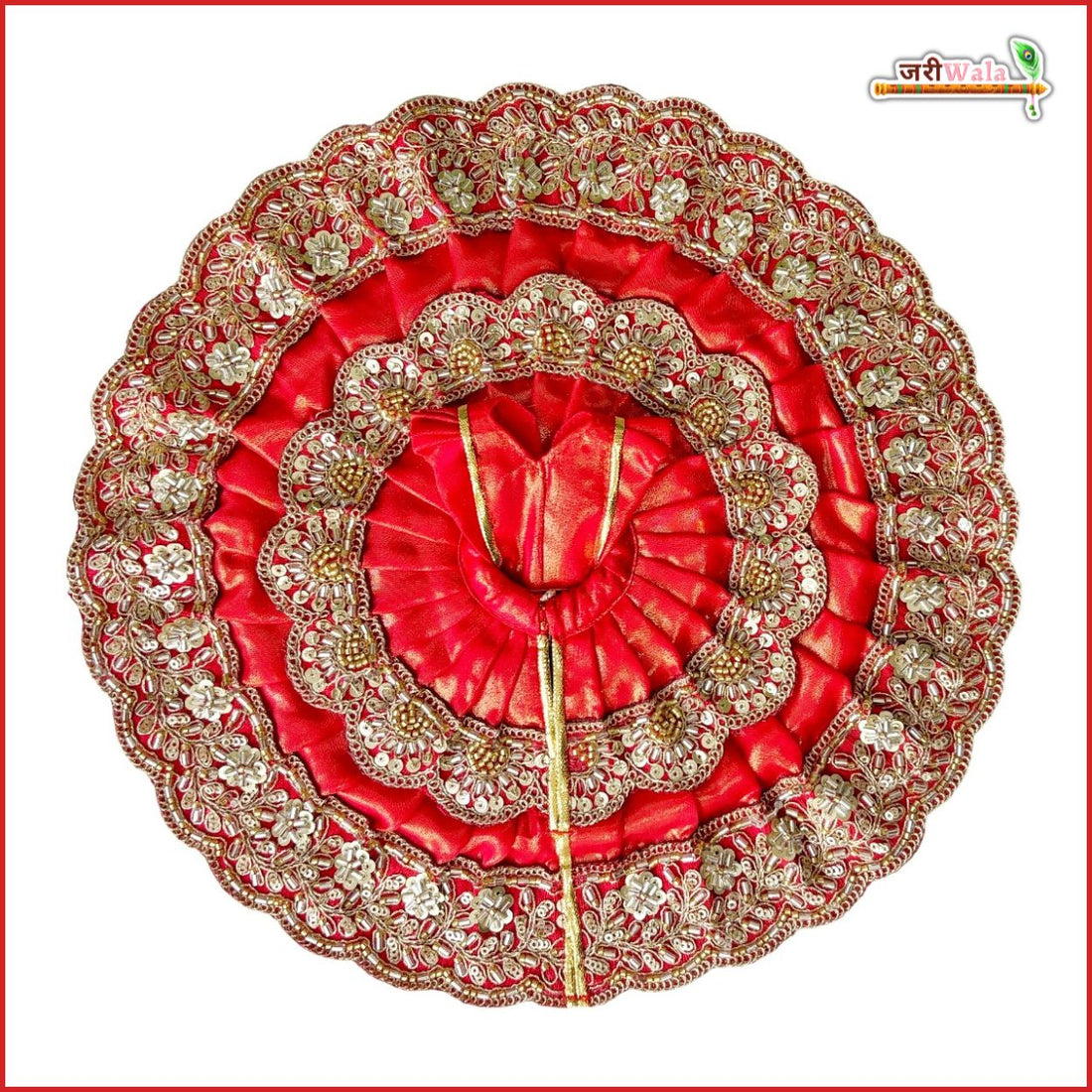 Handmade Designer Red Laddu Gopal Dress with Sitara Cutdana Work | Fancy Kanha Ji Poshak for Janmashtami & Festivals | Bal Gopal & Krishna Ji Dress