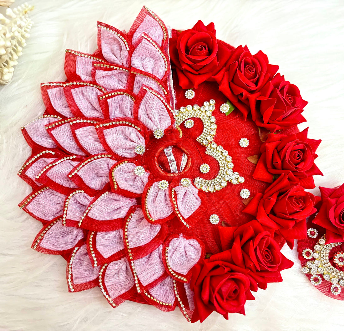 Handmade Red Rose Laddu Gopal Dress - Designer Kanha Ji Poshak for Janmashtami, Fancy Bal Gopal Dress, Krishna Ji Dress