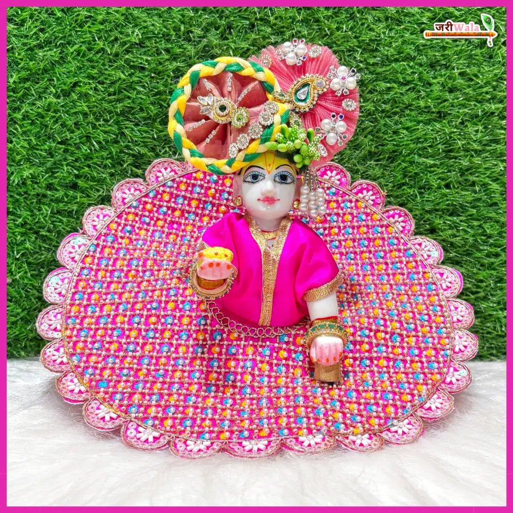 Handmade Designer Magenta Laddu Gopal Dress with Sitara Cutdana Work | Fancy Kanha Ji Poshak for Janmashtami & Festivals | Bal Gopal & Krishna Ji Dress