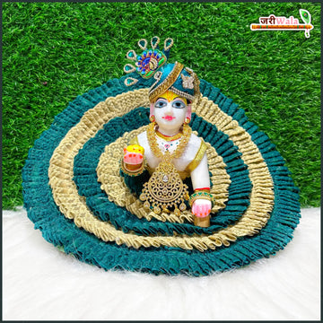 Handmade Dark Green & Light Brown Designer Laddu Gopal Dress with Frill Thread Work - Perfect for Janmashtami & Festivals | Kanha Ji Poshak, Bal Gopal Dress