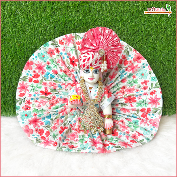 Handmade Light Red Floral Print Laddu Gopal Poshak | Designer Kanha Ji Dress for Janmashtami | Fancy Bal Gopal Dress | Krishna Ji Poshak