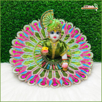 Handmade Emerald Green Laddu Gopal Dress with Sitara Work | Designer Kanha Ji Poshak for Janmashtami | Fancy Bal Gopal Dress