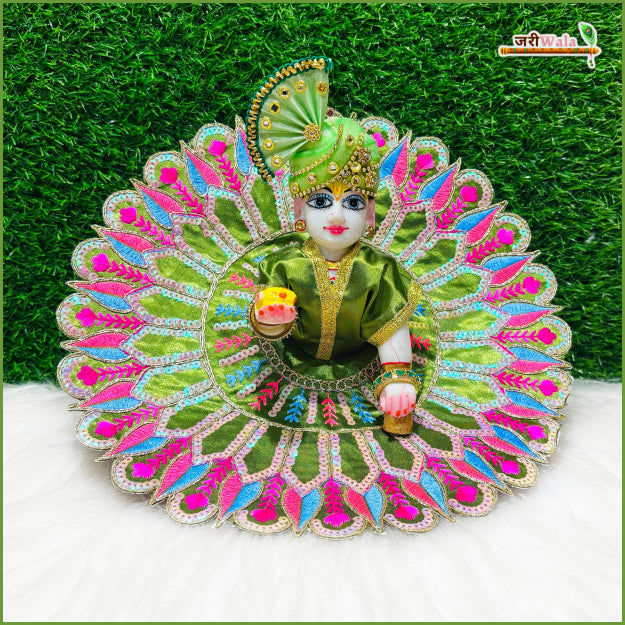 Handmade Emerald Green Laddu Gopal Dress with Sitara Work | Designer Kanha Ji Poshak for Janmashtami | Fancy Bal Gopal Dress