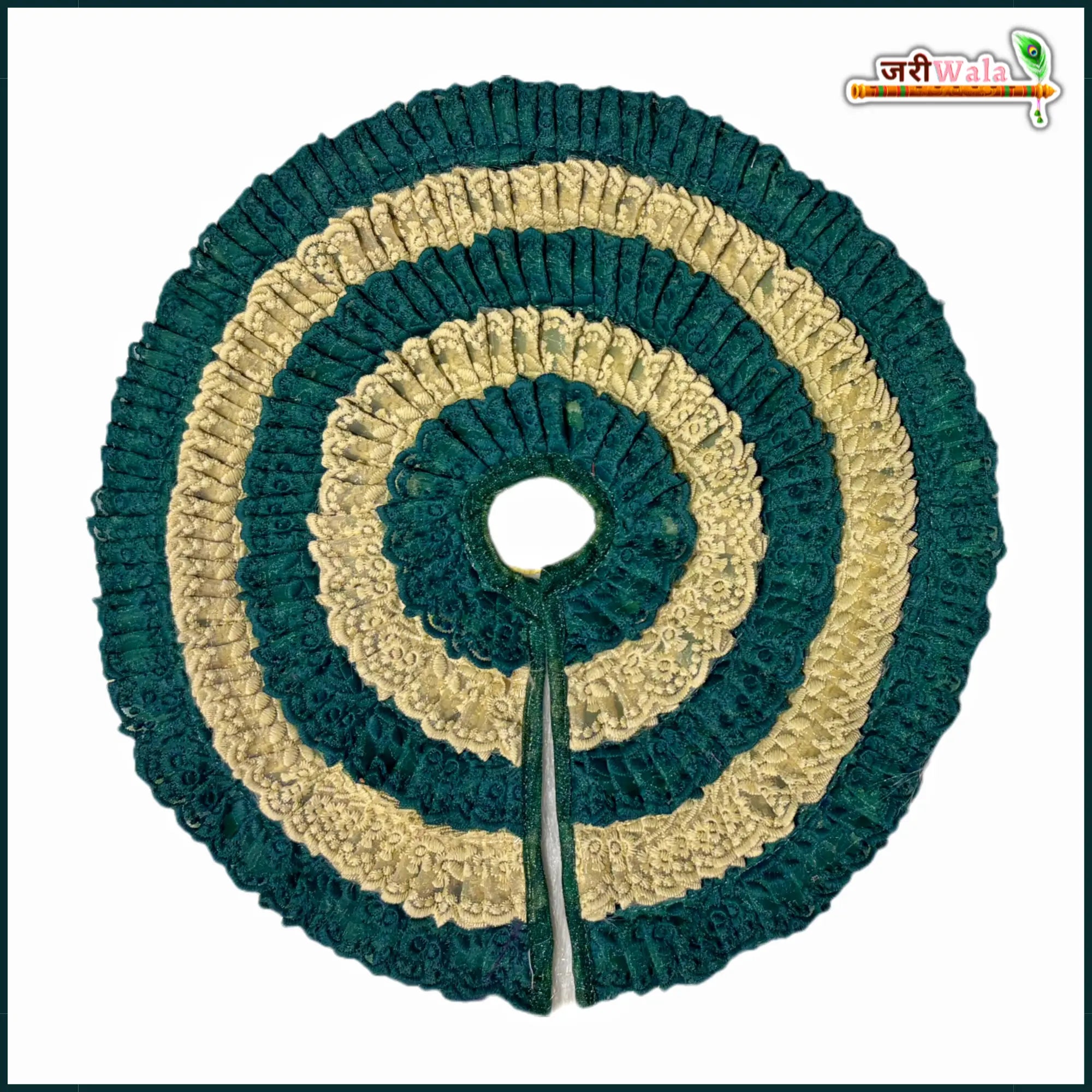 Handmade Dark Green & Light Brown Designer Laddu Gopal Dress with Frill Thread Work - Perfect for Janmashtami & Festivals | Kanha Ji Poshak, Bal Gopal Dress