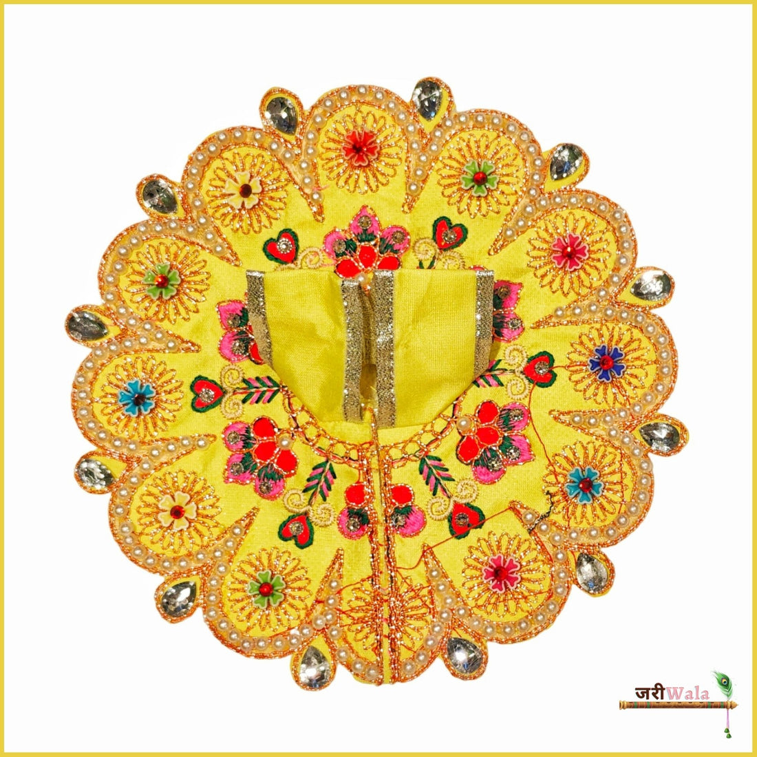 Handmade Designer Lemon Laddu Gopal Dress with Moti Stone Work | Fancy Kanha Ji Poshak for Janmashtami & Festivals | Bal Gopal & Krishna Ji Dress